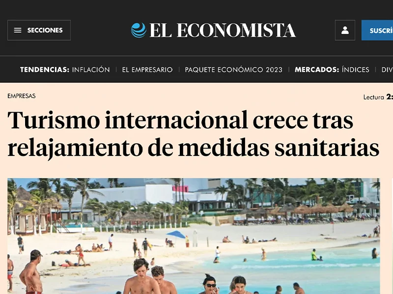 Turismo internacional crece tras relajamiento de medidas sanitarias